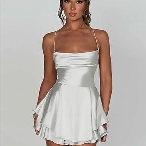 Elegant White Satin Dress